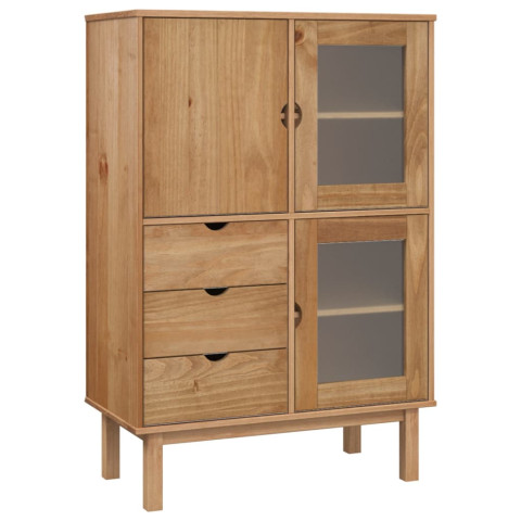 Buffet haut otta 85x43x125 cm bois massif de pin rustique