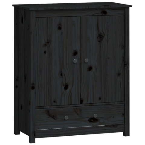 Buffet noir 83x41,5x100 cm bois massif de pin