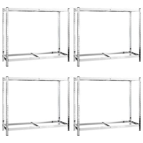 Porte-pneus à 2 niveaux 4 pcs argenté 110x40x110 cm acier