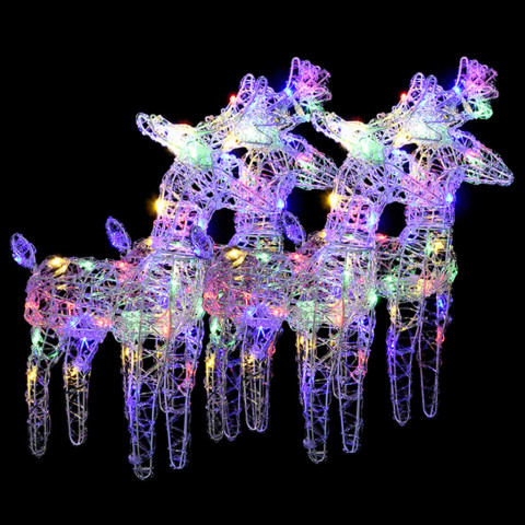 Rennes de noël 4 pcs 160 led multicolore acrylique