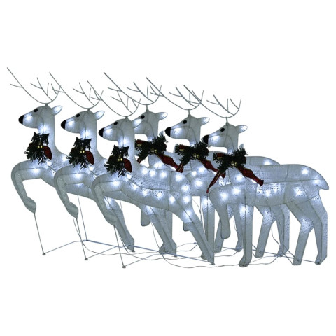 Rennes de noël 6 pcs blanc 120 led