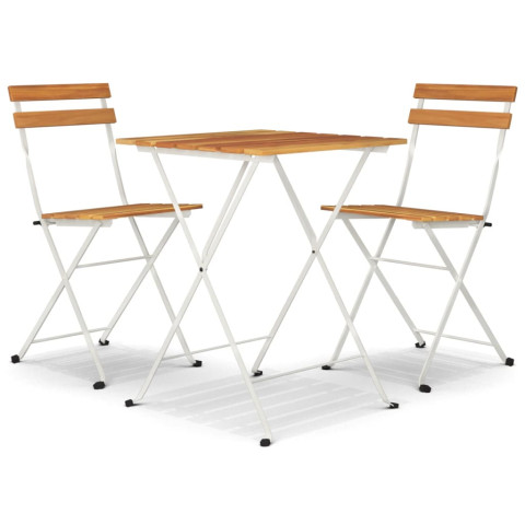 Ensemble de bistro pliable 3 pcs bois d'acacia solide et acier