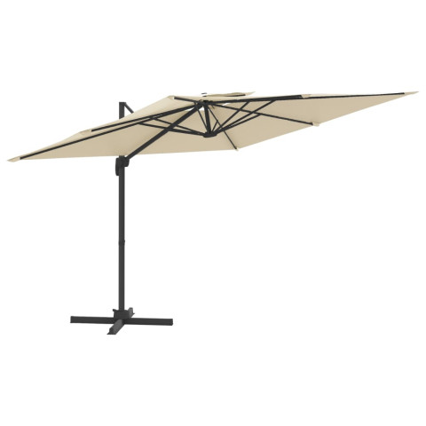 Parasol cantilever à double toit blanc sable 400x300 cm