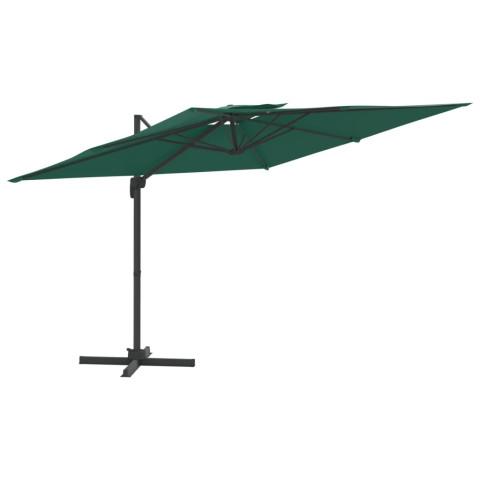 Parasol cantilever à double toit vert 400x300 cm