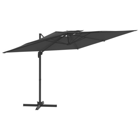 Parasol cantilever à double toit anthracite 400x300 cm