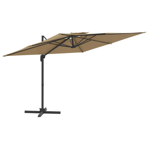 Parasol cantilever à double toit taupe 400x300 cm