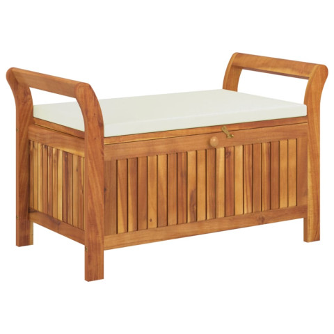 Banc de jardin meuble de patio d'extérieur terrasse de rangement de jardin avec coussin 91 cm bois d'acacia helloshop26 02_0011810