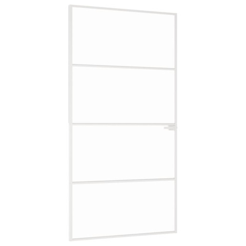 Porte d'intérieur blanc 102x201,5 cm trempé verre aluminium fin