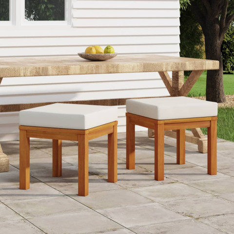 Tabourets de jardin et coussins 2 pcs 40x40x42 cm acacia solide