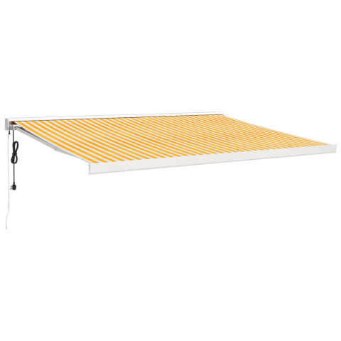 Auvent rétractable jaune et blanc 4,5x3 m tissu et aluminium