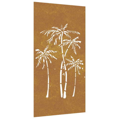 Décoration murale jardin 105x55 cm acier corten design palmier