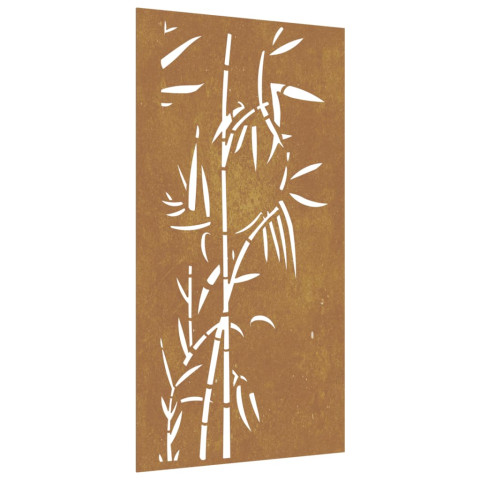 Décoration murale jardin 105x55 cm acier corten design bambou