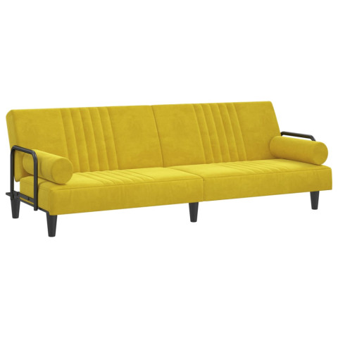 Canapé-lit avec accoudoirs jaune velours