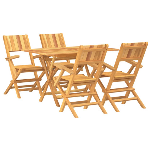 Ensemble à dîner de jardin 5 pcs bois de teck massif