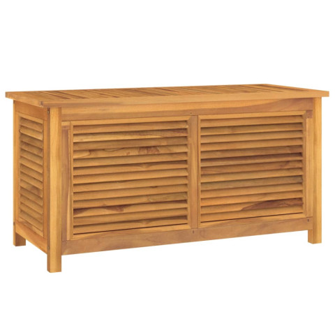 Boîte de rangement jardin et sac 114x50x58 cm bois massif teck