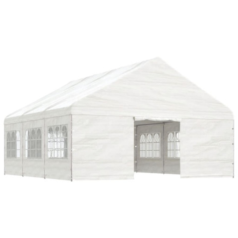 Belvédère avec toit blanc 6,69x5,88x3,75 m polyéthylène