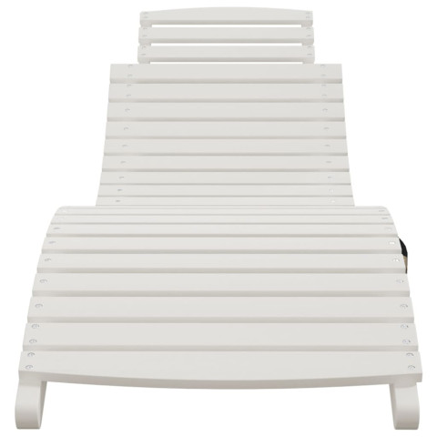 Transat chaise longue bain de soleil lit de jardin terrasse meuble d'extérieur 184 x 55 x 64 cm bois massif d'acacia blanc helloshop26 02_0012699