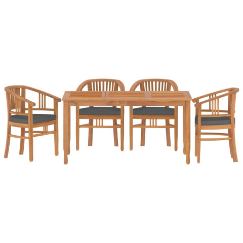 Ensemble à dîner de jardin 5 pcs bois de teck massif