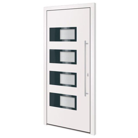 Porte d'entrée blanc 100x210 cm aluminium et pvc