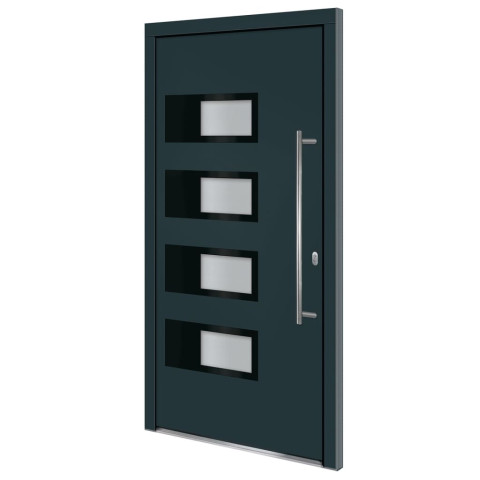 Porte d'entrée anthracite 100x200 cm aluminium et pvc