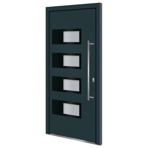 Porte d'entrée anthracite 100x210 cm aluminium et pvc