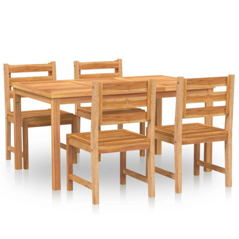 Ensemble à dîner de jardin 5 pcs bois de teck massif