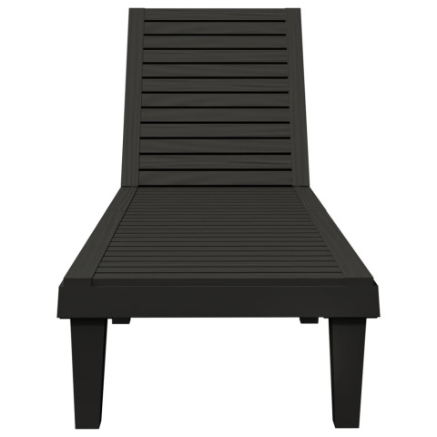 Transat chaise longue bain de soleil lit de jardin terrasse meuble d'extérieur 155 x 58 x 83 cm polypropylène noir helloshop26 02_0012783