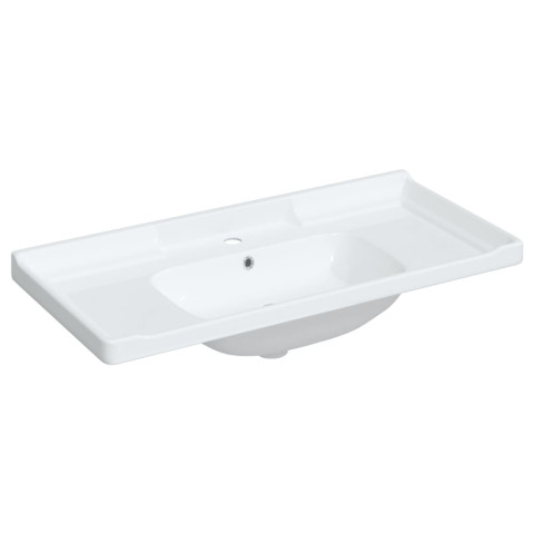 Évier salle de bain blanc 100x48x23 cm rectangulaire céramique