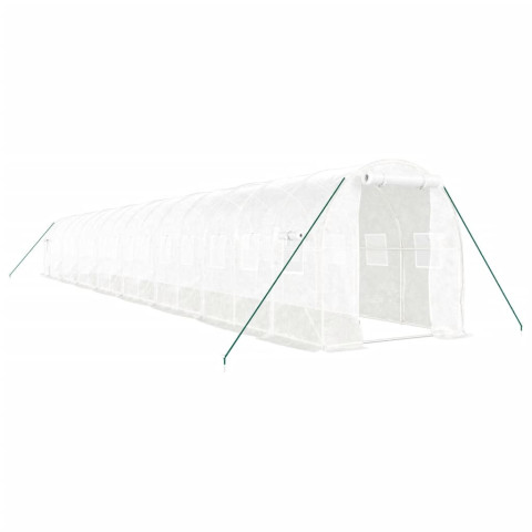 Serre avec cadre en acier blanc 32 m² 16x2x2 m