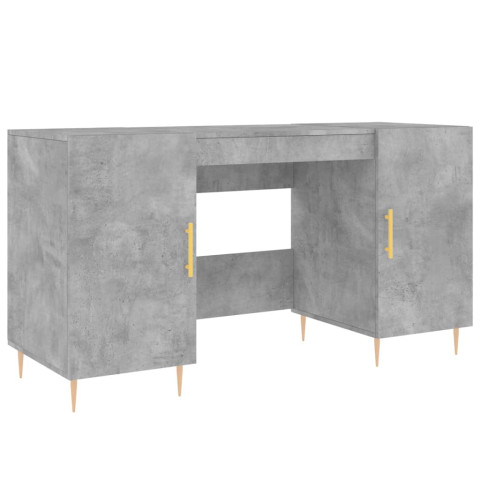 Bureau gris béton 140x50x75 cm bois d'ingénierie