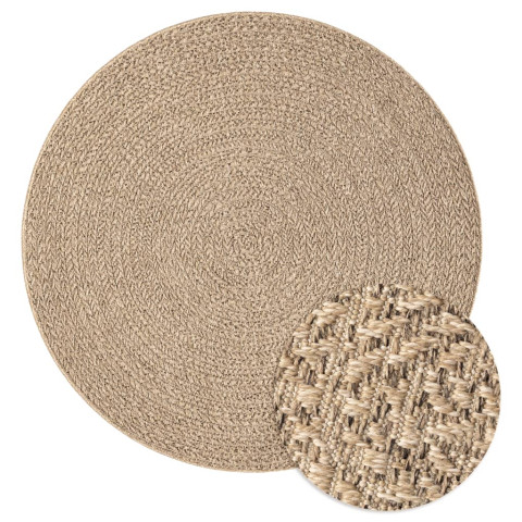 Tapis 160 cm aspect jute intérieur et extérieur