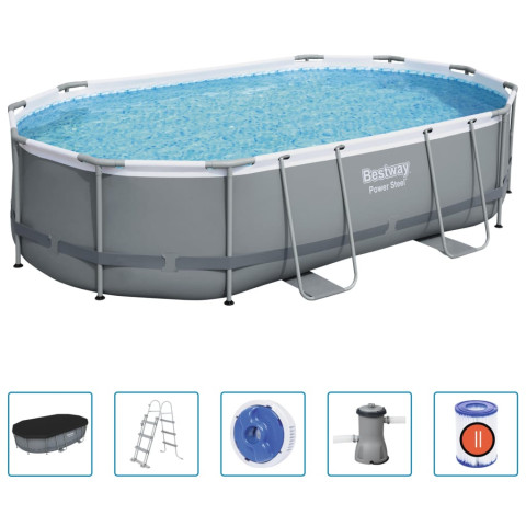 Ensemble de piscine power steel ovale 488x305x107 cm