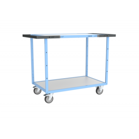 Servante mécano-soudée double poignées plateaux mélaminé 850 x 500 mm 250 kg - Nombre de plateaux et roues au choix