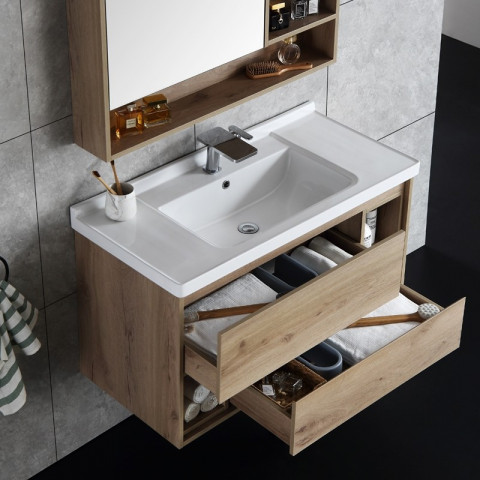 meuble de salle de bain moderne en bois naturel distriartisan