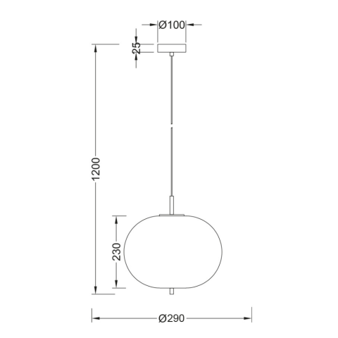 Suspension ovale verre opale 23w ip20 e27 diam 290mm