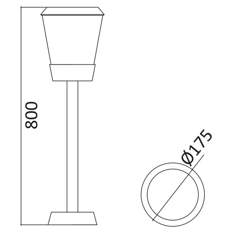 Potelet extérieur haut 800mm e27 ip54