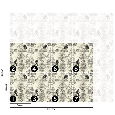 Papier peint en papier réel 100% végétalien | imprimé  bigfoot | 200x280cm (8 feuilles)