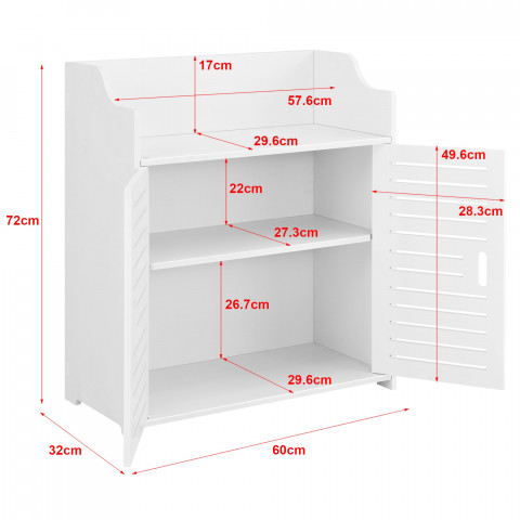 Meuble de salle de bain stylé avec étagères meuble de rangement à 2 portes 72 cm blanc