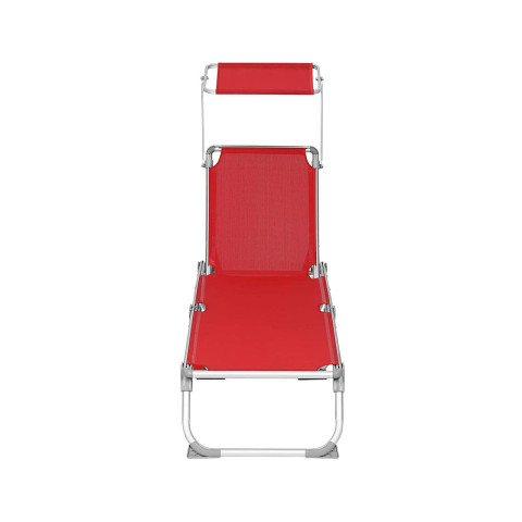 Bain de soleil inclinable chaise longue transat pliable en alu toile textilène coussin pare soleil réglable 193 x 67 x 32 cm charge 250 kg (rouge) helloshop26 12_0001670