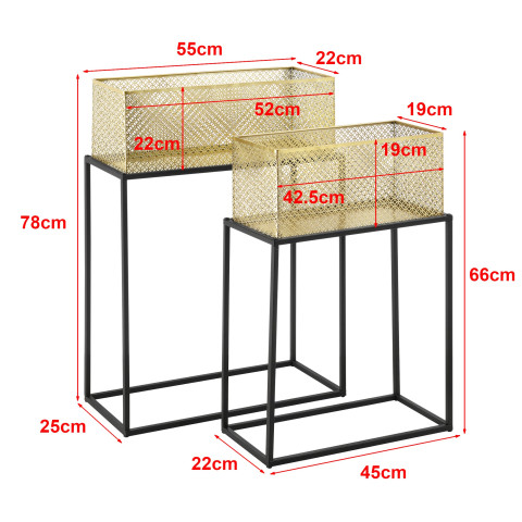 Lot de 2 supports de plante noir laiton helloshop26 03_0007727