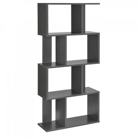 Bibliothèque pour salon meuble de rangement stockage avec plusieurs étagères mdf mélaminé 130 cm gris foncé