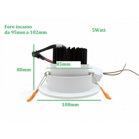Spot encastrable led cob rond orientable 5w 80 - couleur eclairage au choix