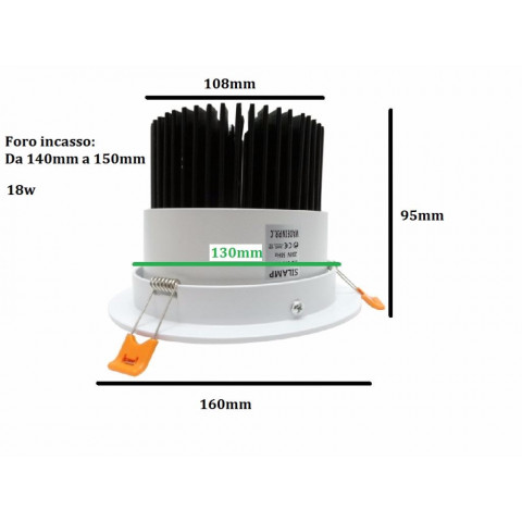 Downlight spot encastrable led rond orientable 18w 80 - couleur eclairage au choix