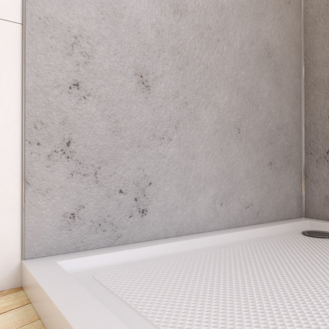 aurlane panneau mural de douche finition beton en composite pierre et ciment 90 x 210 cm stone it light grey 90 distriartisan