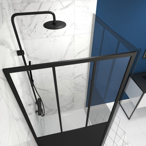 Paroi de retour type atelier - profile noir mat - verre transparent 5mm - Workshop side - Dimensions au choix