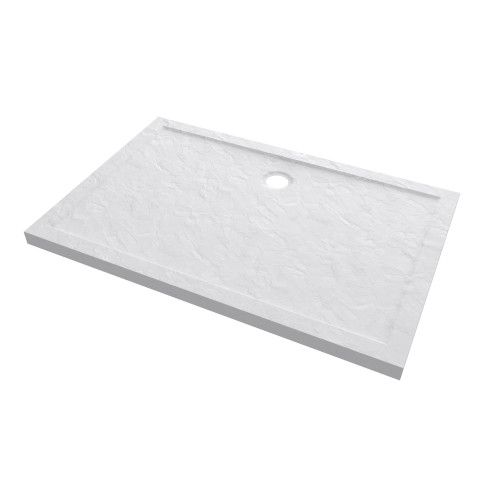 Receveur de douche à poser rectangle extra plat en acrylique renforcée blanc - Finition pierre - Moon rectangular - Dimensions au choix