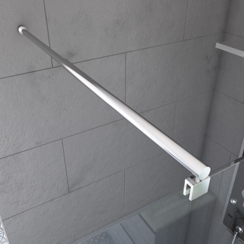 Pack paroi de douche miroir 80cm profile chrome - dim: 80x200cm - freedom 2 mirror 80 + barre de fixation freedom 2 telescopic