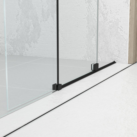 Porte de douche coulissante 120x195cm verre trempé transparent 6mm - finition noire mate - slide-in