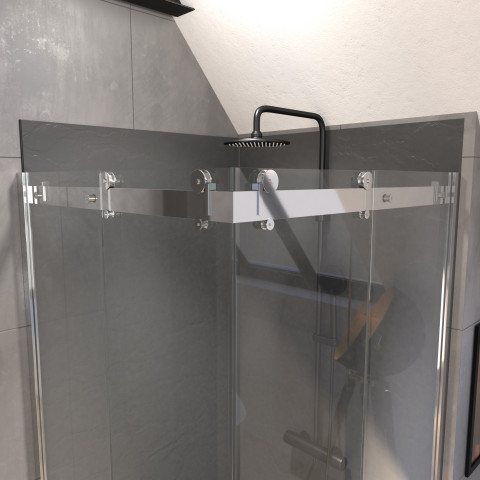 Porte de douche carree - rolling chromed square 90x90 Aurlane - FAC617