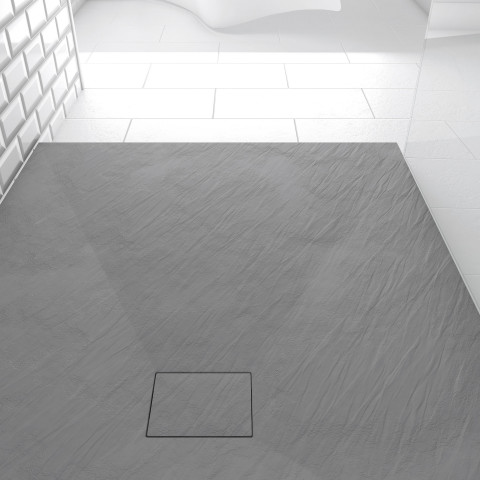 Receveur à poser en matériaux composite SMC – Finition ardoise gris – 90x120cm – ROCK 2 GREY 90 Aurlane - FAC698